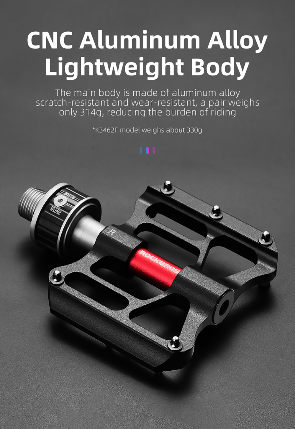 ROCKBROS Bicycle Pedals Quick Release CNC Rainproof Seal Bearing 6.1cm Widened Non-slip Chrome Molybdenum Bike Pedal 10 ROCKBROS Bicycle Pedals Quick Release CNC Rainproof Seal Bearing 6.1cm Widened Non-slip Chrome Molybdenum Bike Pedal