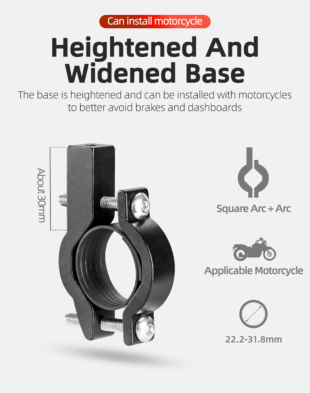 ROCKBROS Phone Holder for Motorcycle Electric Bike Alloy Bracket Five Claws - Black & Orange