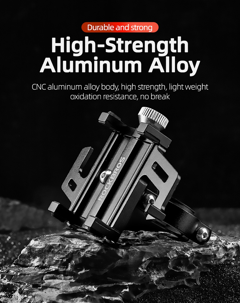 ROCKBROS Phone Holder For Motorcycle Electric Bike Alloy Bracket Five Claws - Black & Red 6 ROCKBROS Phone Holder for Motorcycle Electric Bike Alloy Bracket Five Claws - Black & Red