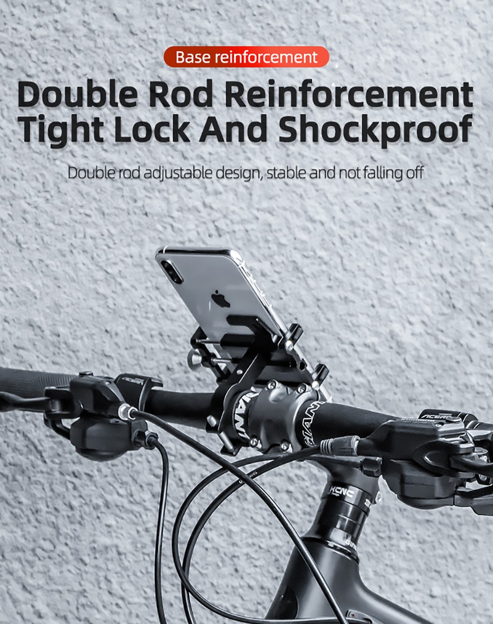 ROCKBROS Phone Holder For Motorcycle Electric Bike Alloy Bracket Five Claws - Black & Red 7 ROCKBROS Phone Holder for Motorcycle Electric Bike Alloy Bracket Five Claws - Black & Red