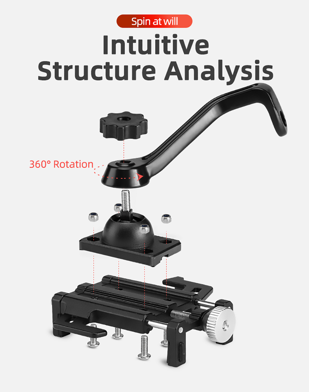 ROCKBROS Phone Holder For Motorcycle Electric Bike Alloy Bracket Five Claws - Black & Red 16 ROCKBROS Phone Holder for Motorcycle Electric Bike Alloy Bracket Five Claws - Black & Red