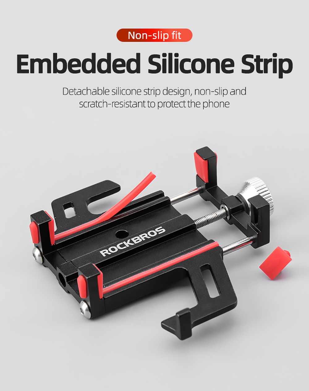 ROCKBROS Phone Holder For Motorcycle Electric Bike Alloy Bracket Five Claws - Black & Red 10 ROCKBROS Phone Holder for Motorcycle Electric Bike Alloy Bracket Five Claws - Black & Red