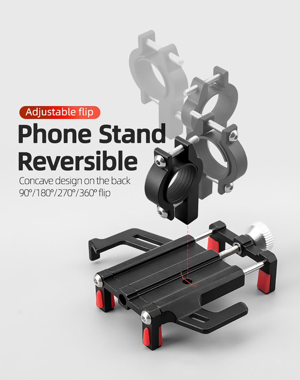 ROCKBROS Phone Holder For Motorcycle Electric Bike Alloy Bracket Five Claws - Black & Red 15 ROCKBROS Phone Holder for Motorcycle Electric Bike Alloy Bracket Five Claws - Black & Red