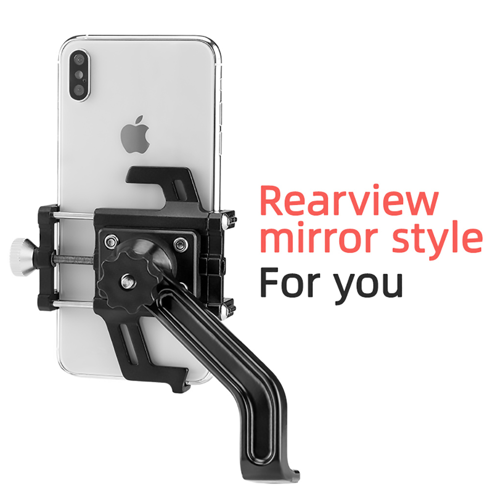 ROCKBROS Phone Holder for Motorcycle Electric Bike Alloy Bracket Five Claws - Rearview Mirror Version