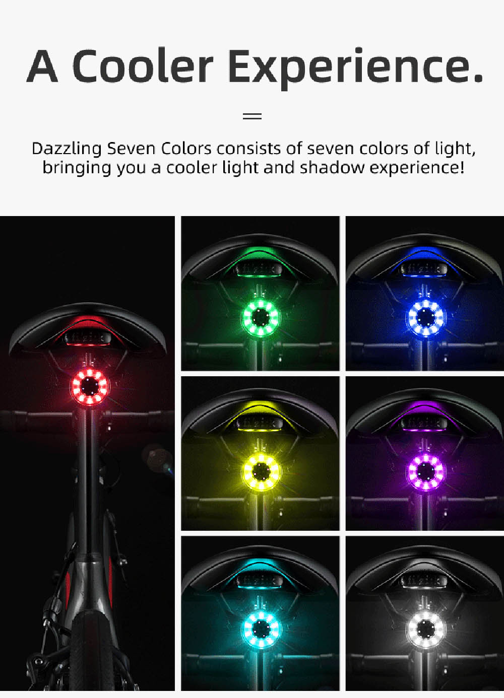 ROCKBROS Q1 Bike Taillight USB Charging for Night Cycling Colorful Bicycle Rear Light
