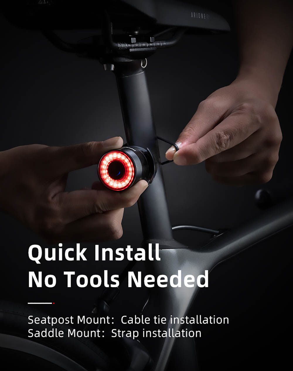 ROCKBROS Q3 Bike Taillight Smart Sensing Brake Rear Light USB Charging for Night Cycling Colorful Bicycle Light