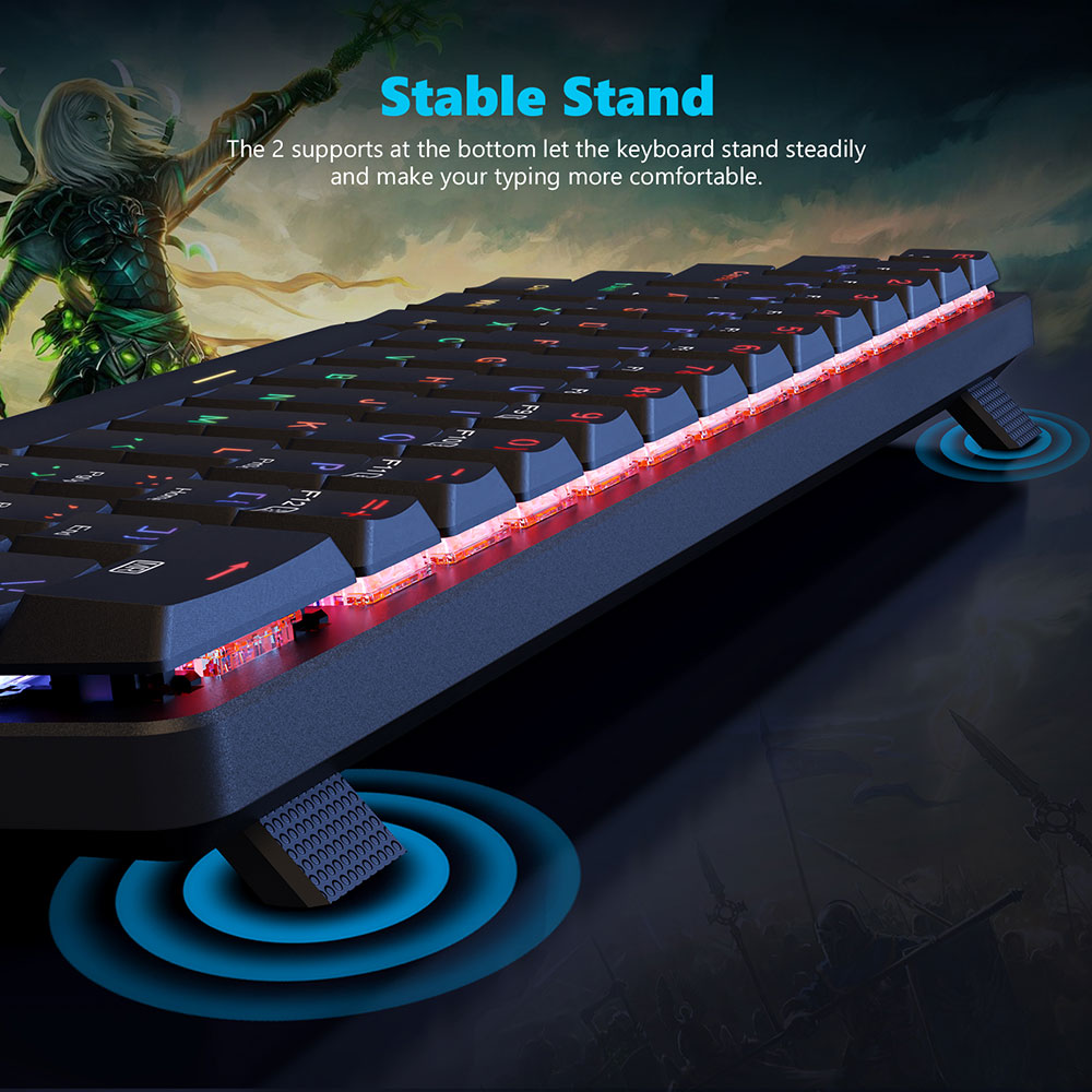 Redragon K615-R Elise Wired Rabinbow LED Backlight Mechanical Keyboard, Ultra-Thin 61 Keys Blue Switch - Black