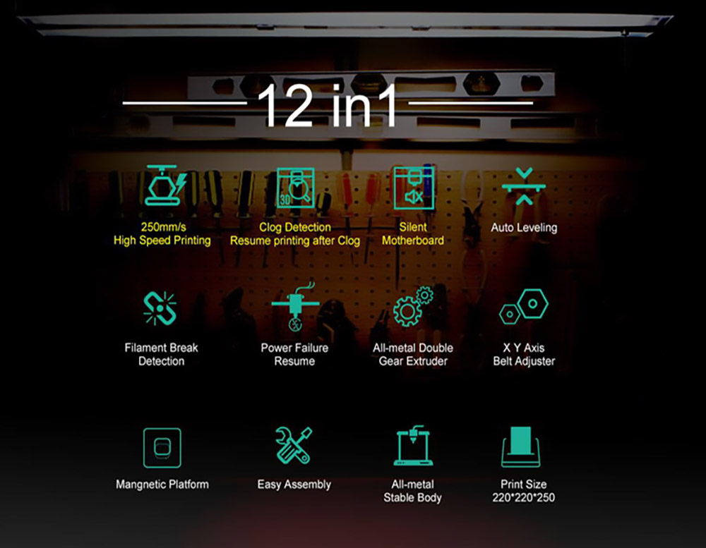 SUNLU 3D Printer Terminator 3 Fast Printing FDM 3D Printer, Up to 250mm/s, 32bit - UK