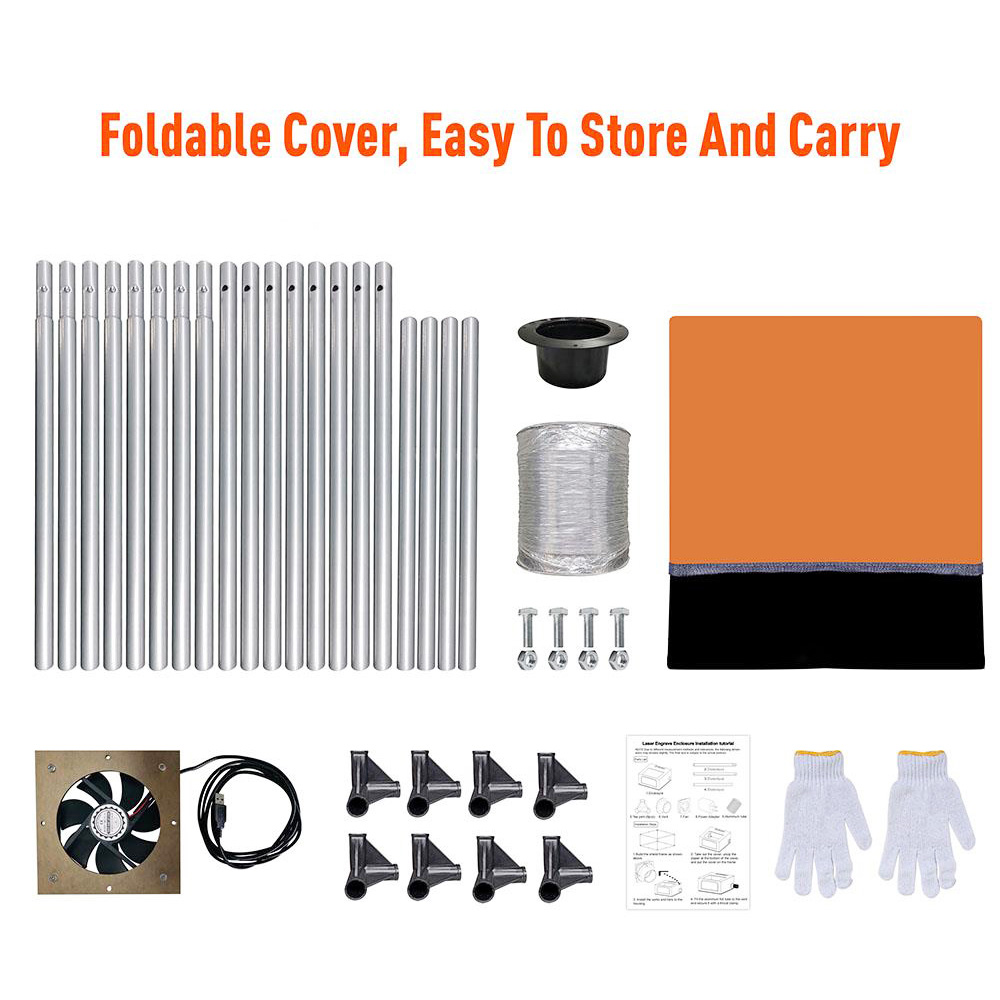 TEVOUP ACMER R10 Foldable Laser Engraver Enclosure With Air Outlet, Fireproof, Dustproof, 700*700*350mm 17 TEVOUP ACMER R10 Laser Engraver Enclosure with Vent Foldable Protective Cover, 700*700*350mm