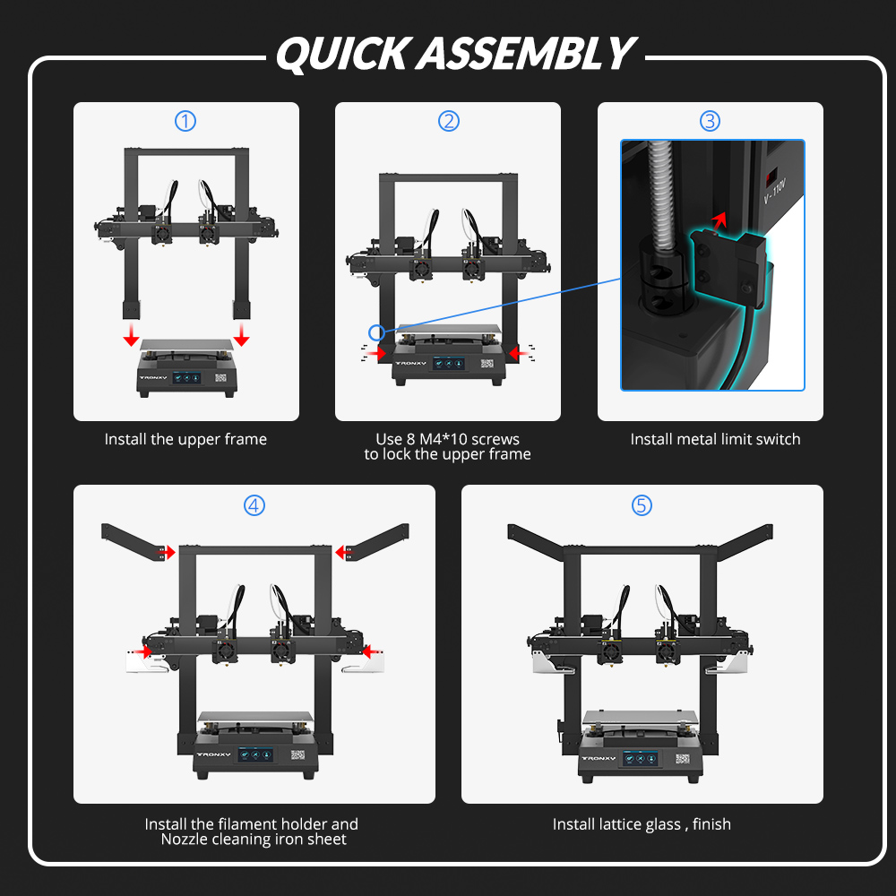 TRONXY Gemini XS Dual Extruder 3D Printer, Auto Leveling, Mirror Printing, Duplication Printing, Support Soluble, Color Touch Screen, 255x255x260mm