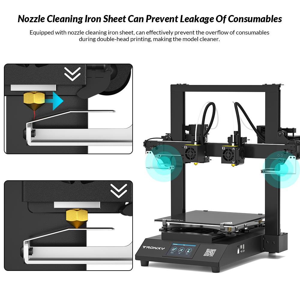 TRONXY Gemini XS Dual Extruder 3D Printer, Auto Leveling, Mirror Printing, Duplication Printing, Support Soluble, Color Touch Screen, 255x255x260mm