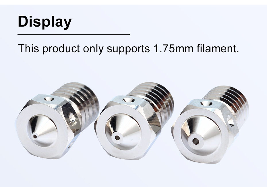 Trianglelab E-V6 0.4mm Plated Copper Nozzle with M6 Thread for 3D Printers V6 Hotend