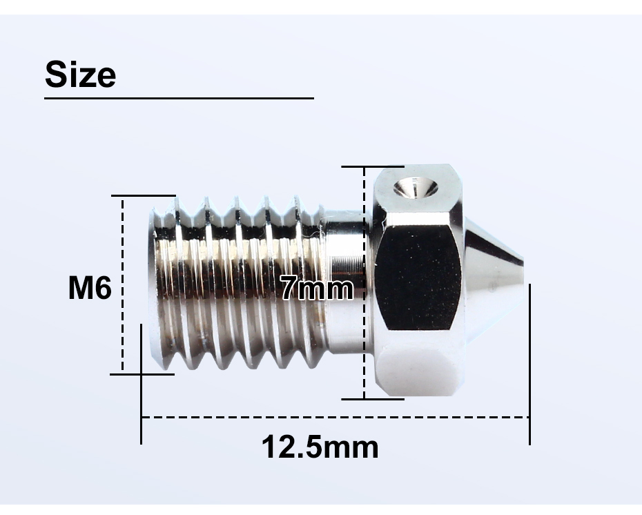 Trianglelab E-V6 0.8mm Plated Copper Nozzle with M6 Thread for 3D Printers V6 Hotend