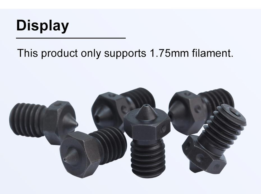 Trianglelab E3D V6 0.25mm Hardened Steel Nozzles, Printing PEI/PEEK/Carbon Fiber Filament, for V6 Hotend