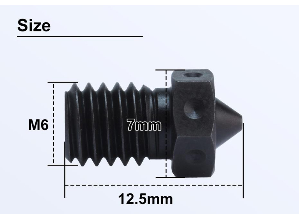 Trianglelab E3D V6 0.6mm Hardened Steel Nozzles, Printing PEI/PEEK/Carbon Fiber Filament, for V6 Hotend