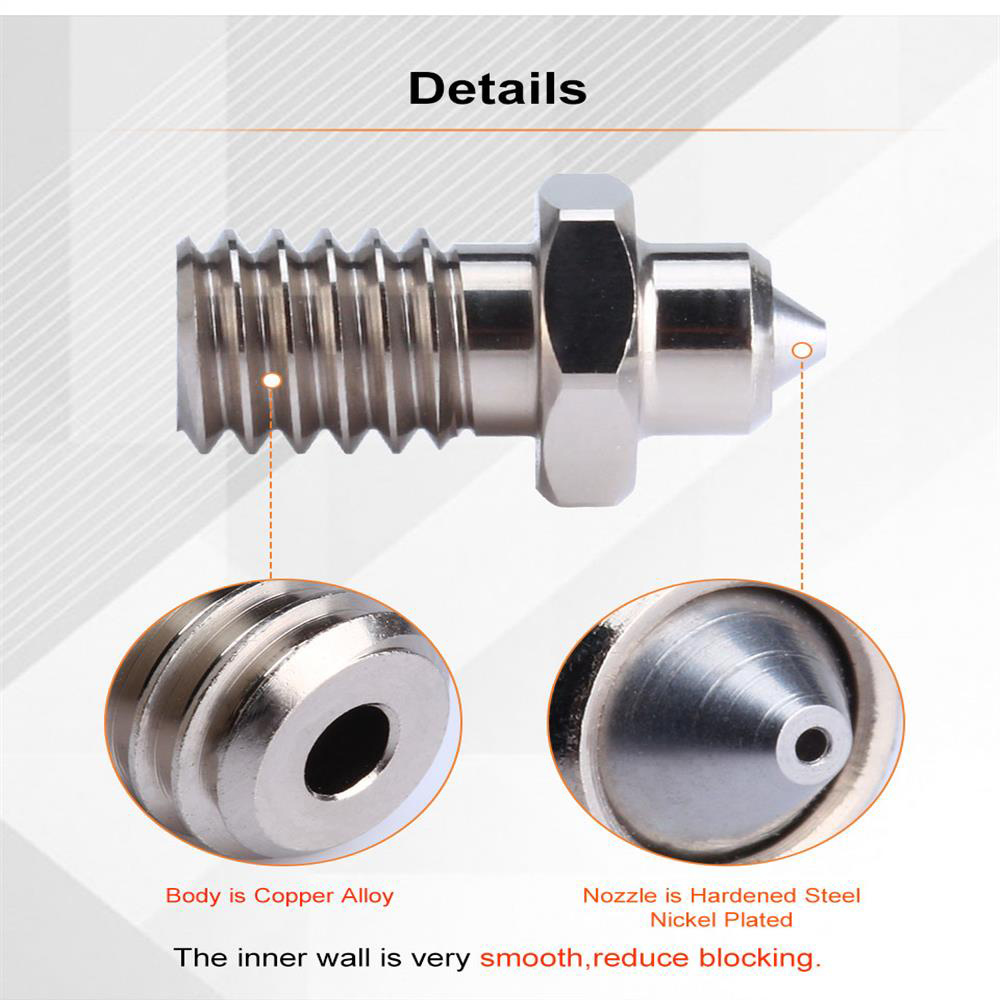 Trianglelab M6 ZS 0.4mm Nozzle, Hardened Steel Copper Alloy, High Temperature Resistant, for V6 Hotend 3D Printer