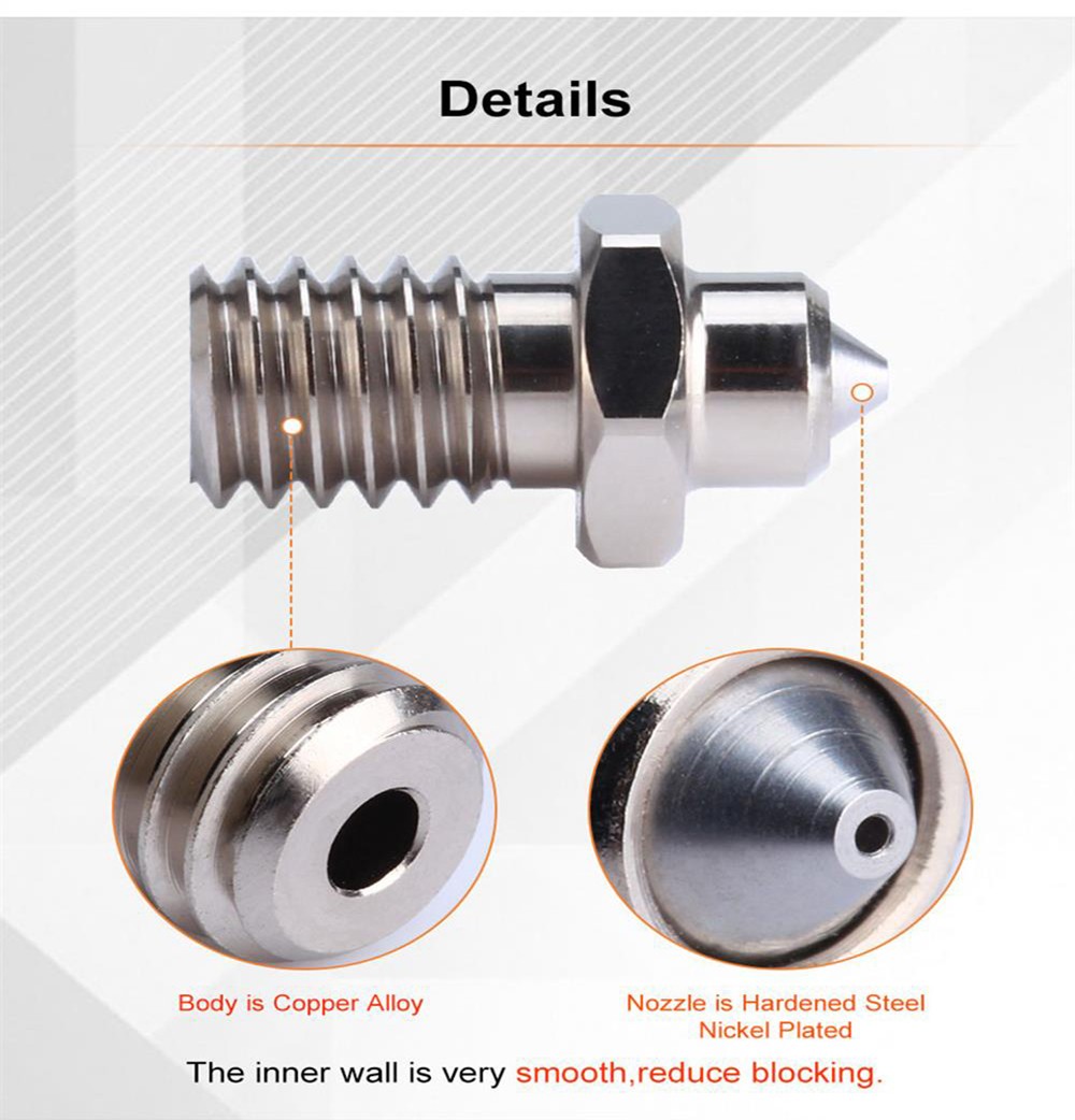 Trianglelab M6 ZS 0.6mm Nozzle, Hardened Steel Copper Alloy, High Temperature Resistant, for V6 Hotend 3D Printer