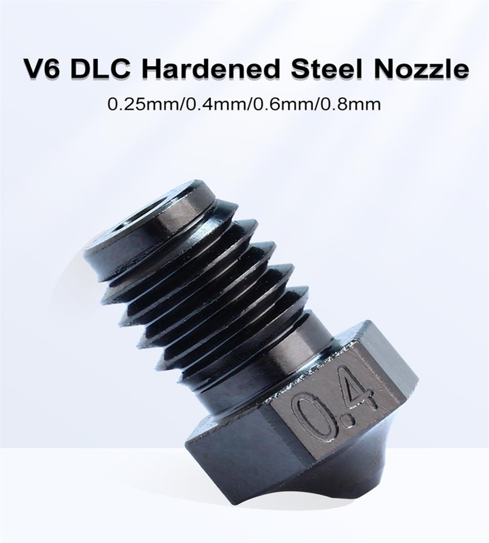 Trianglelab V6 DLC 0.4mm Nano Coating Hardened Steel Nozzle for Dragonfly Dragon/V6 Hotend Matrix Extruder