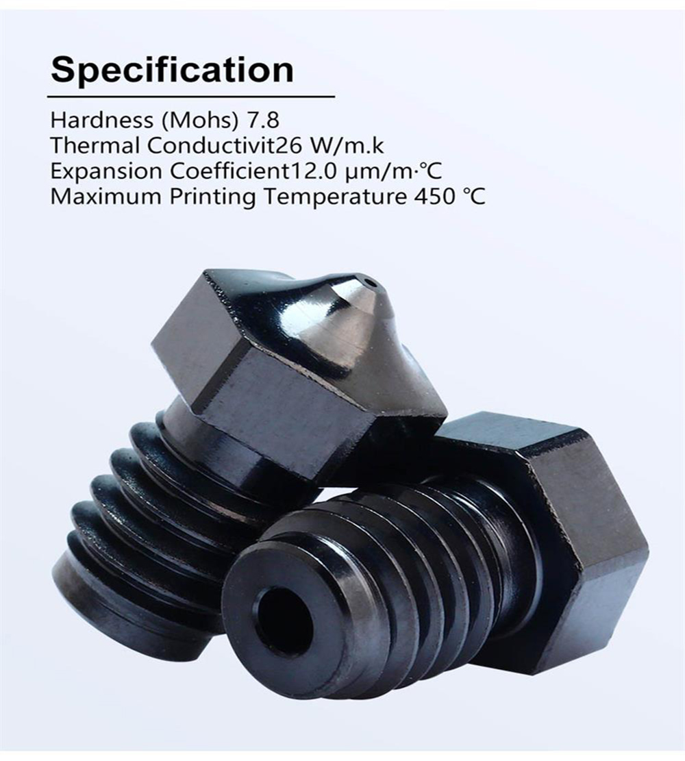 Trianglelab V6 DLC 0.4mm Nano Coating Hardened Steel Nozzle for Dragonfly Dragon/V6 Hotend Matrix Extruder