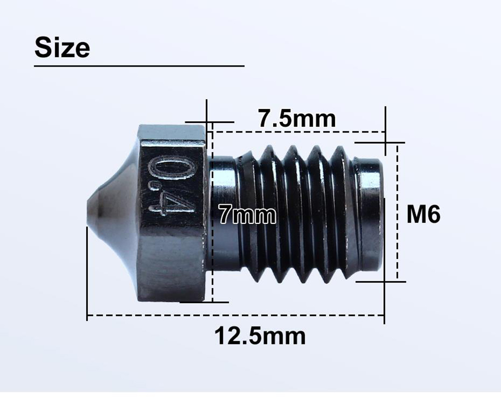 Trianglelab V6 DLC 0.4mm Nano Coating Hardened Steel Nozzle for Dragonfly Dragon/V6 Hotend Matrix Extruder
