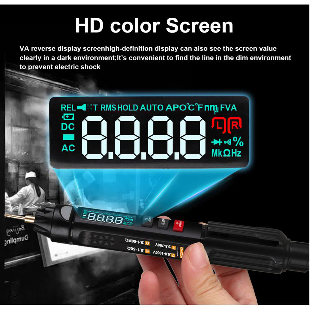 WinAPEX ET8906 RMS Digital Multimeter, Non-Contact Voltage Test Pen Diode Handheld Tester, Black White Display