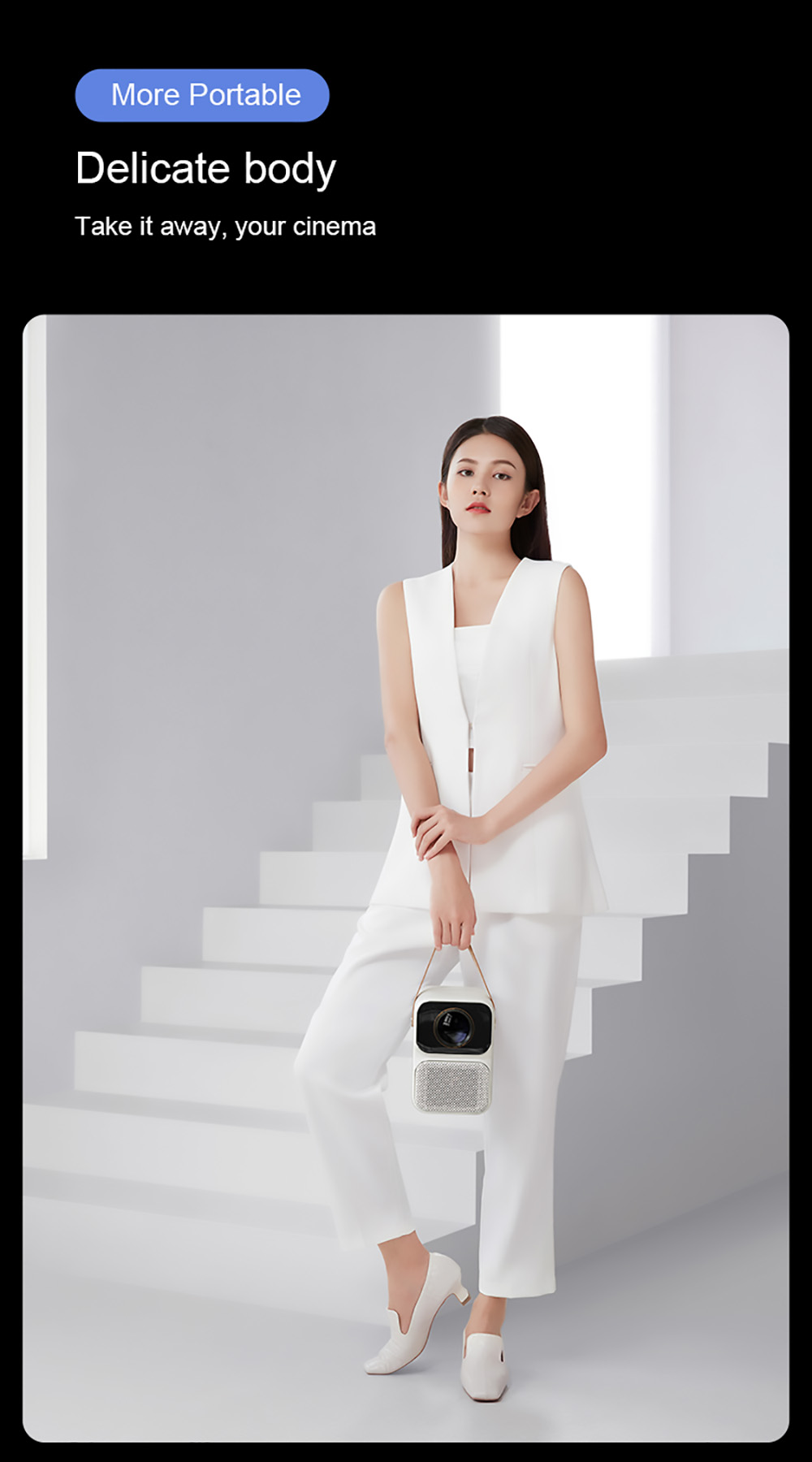 XIAOMI Wanbo T6 MAX Mini Projector 1080P HD HDR 550ANSI Smart Projector Electric Focusing EU Plug - White