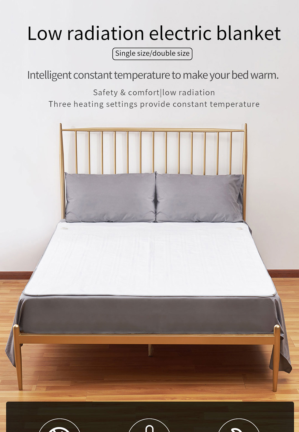 Xiaoda Electric Heating Blanket, Low Radiation, Overheat Protection, 12 Hours Automatic Power-off, 150*80cm - EU Plug