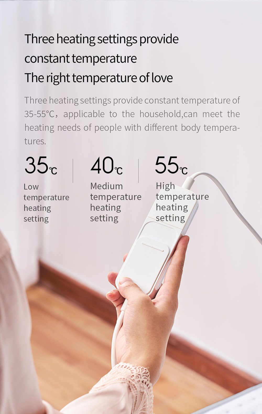 Xiaoda Electric Heating Blanket, Low Radiation, Overheat Protection, 12 Hours Automatic Power-off, 150*80cm - EU Plug