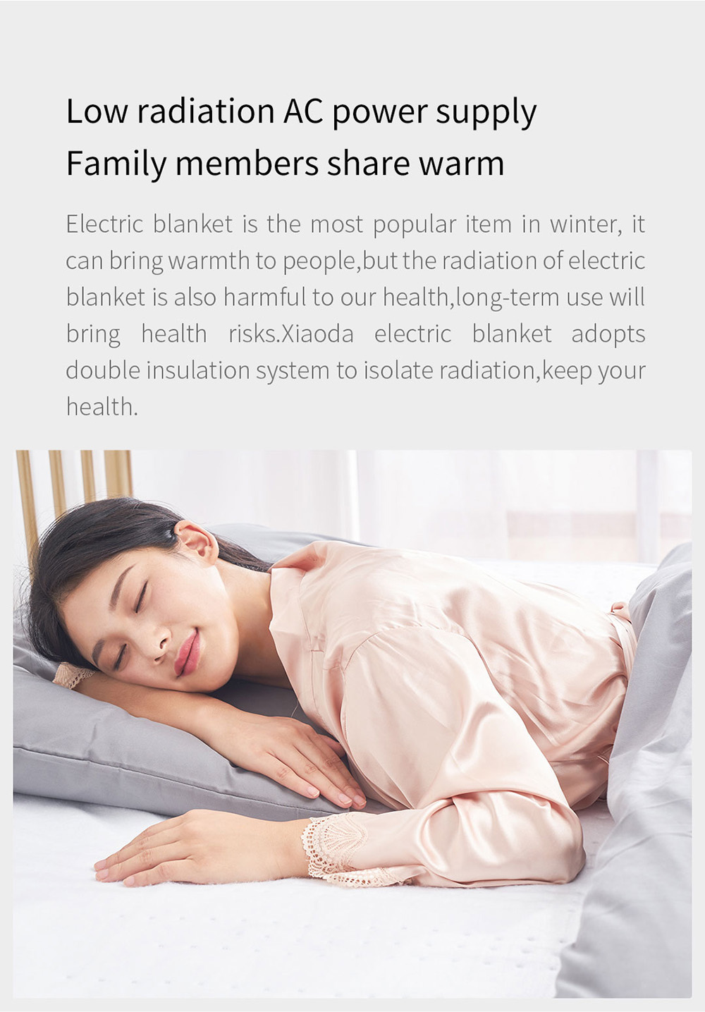 Xiaoda Electric Heating Blanket, Low Radiation, Overheat Protection, 12 Hours Automatic Power-off, 150*80cm - EU Plug
