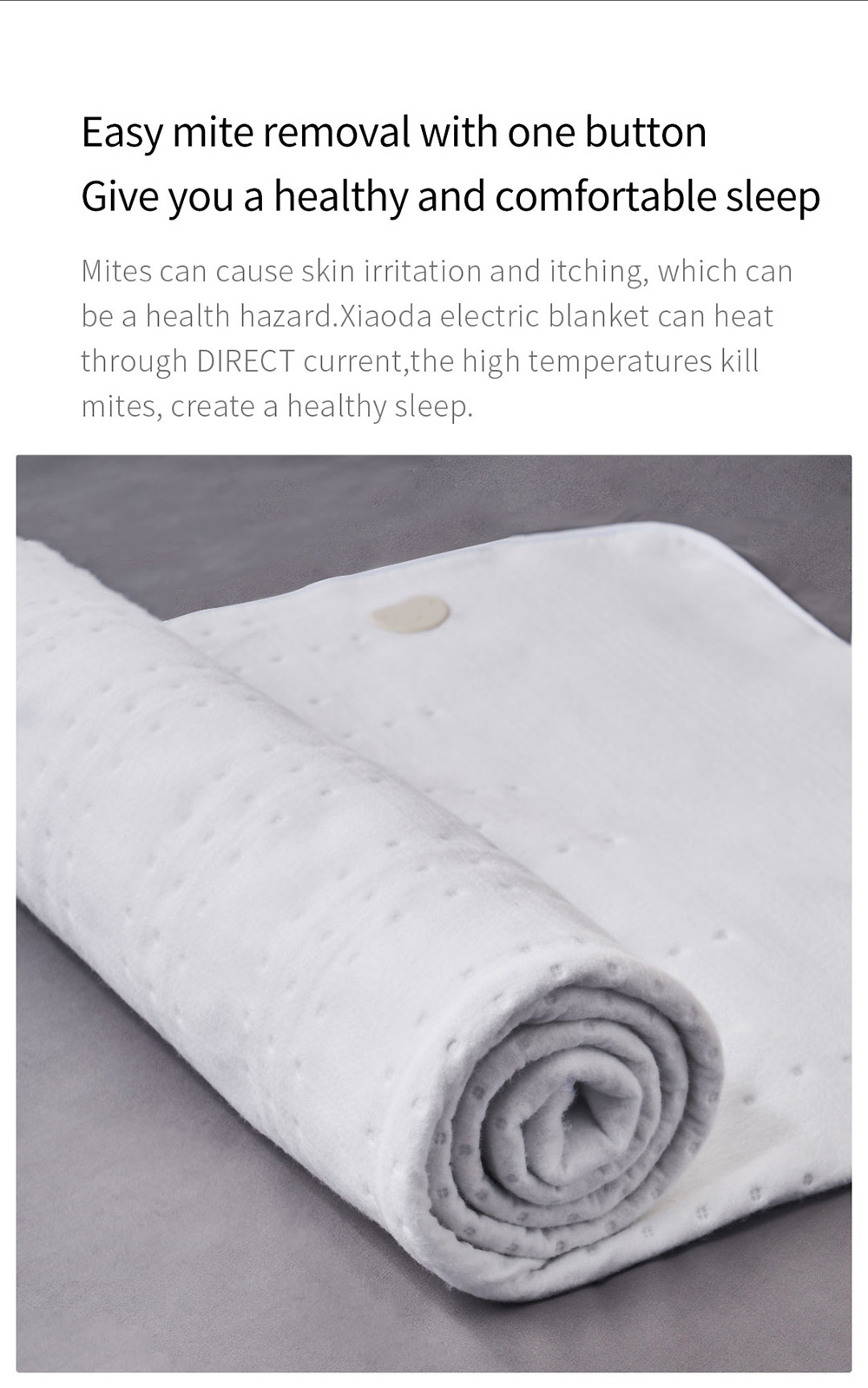 Xiaoda Electric Heating Blanket, Low Radiation, Overheat Protection, 12 Hours Automatic Power-off, 170*150cm - EU Plug