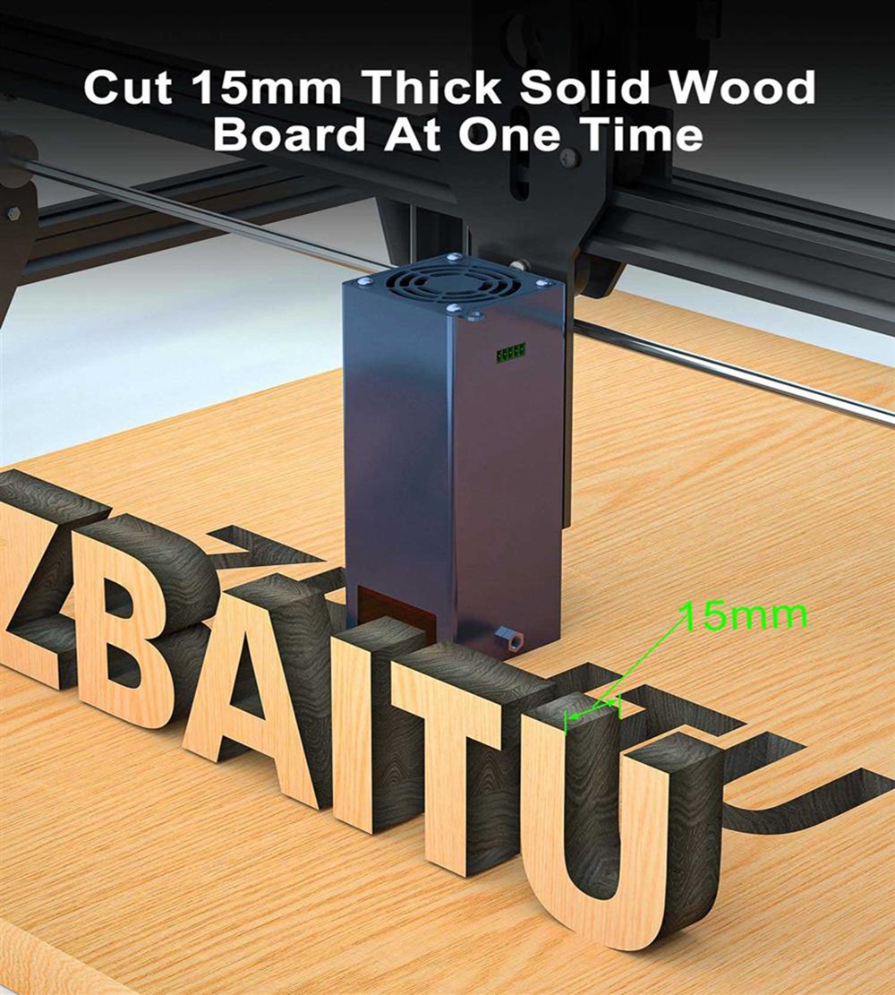 ZBAITU F20-PF 20W Laser Module with Air Assist, 4 Diodes, Focus Free, 0.08x0.08mm Spot, Eye Protection, Single Fan