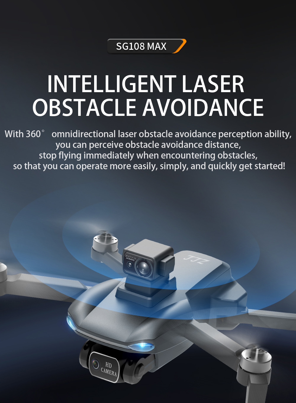 ZLL SG108MAX RC Drone GPS GLONASS 4K@25fps Adjustable Camera with Avoidance 20min Flight Time - Black One Battery