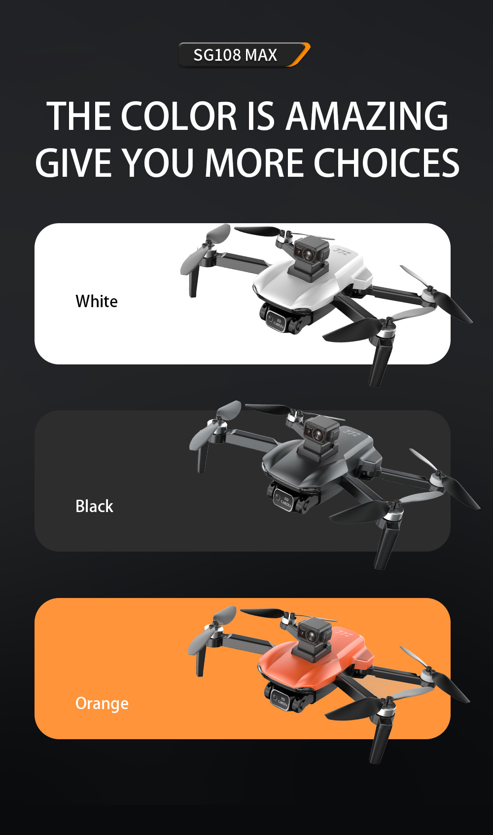 ZLL SG108MAX RC Drone GPS GLONASS 4K@25fps Adjustable Camera with Avoidance 20min Flight Time - Black Three Batteries