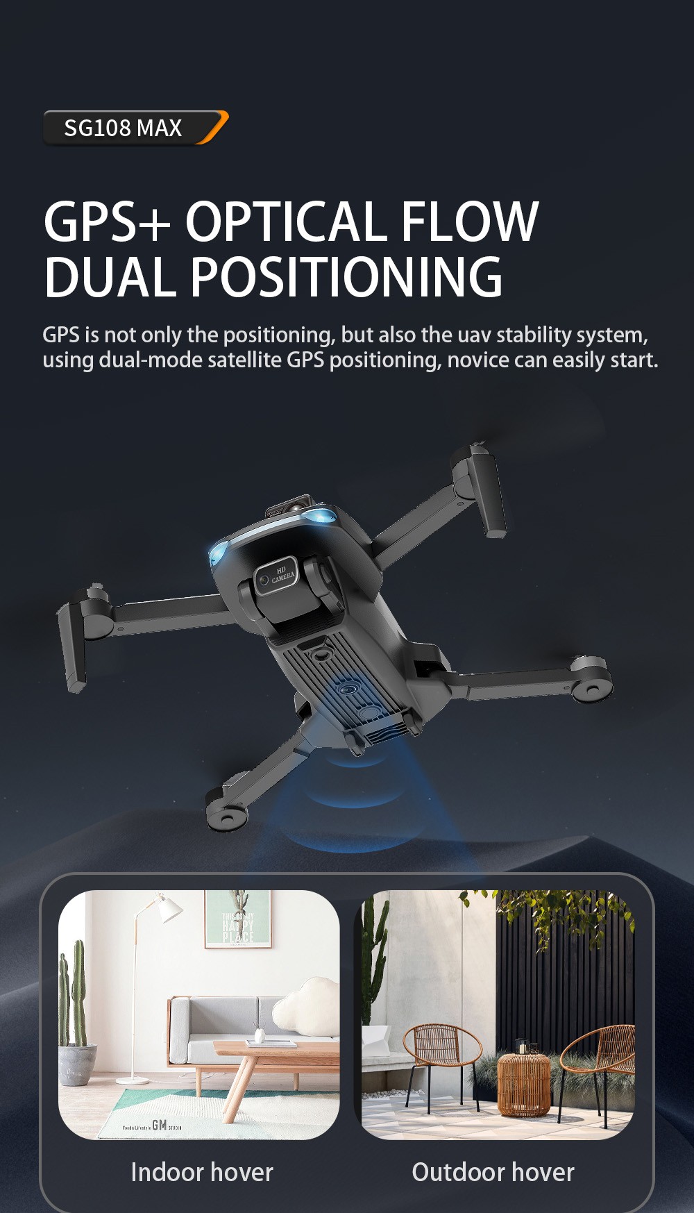 ZLL SG108MAX RC Drone GPS GLONASS 4K@25fps Adjustable Camera without Avoidance 20min Flight Time - Black One Battery