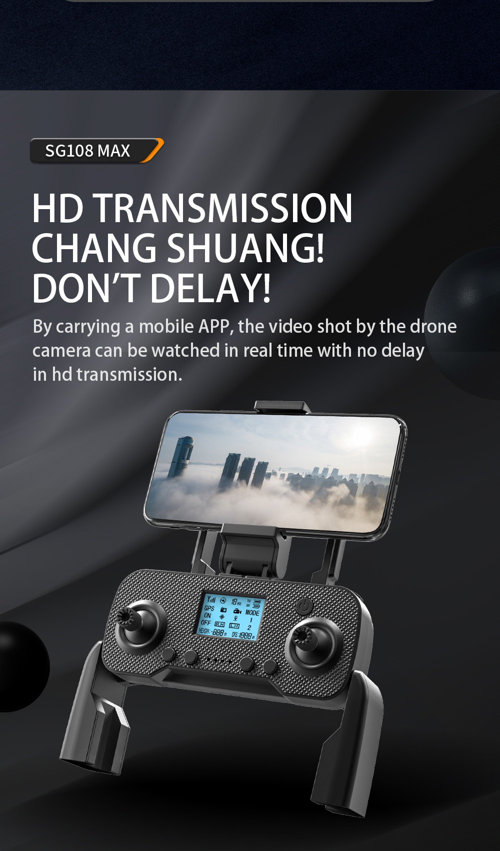 ZLL SG108MAX RC Drone GPS GLONASS 4K@25fps Adjustable Camera without Avoidance 20min Flight Time - Orange Two Batteries