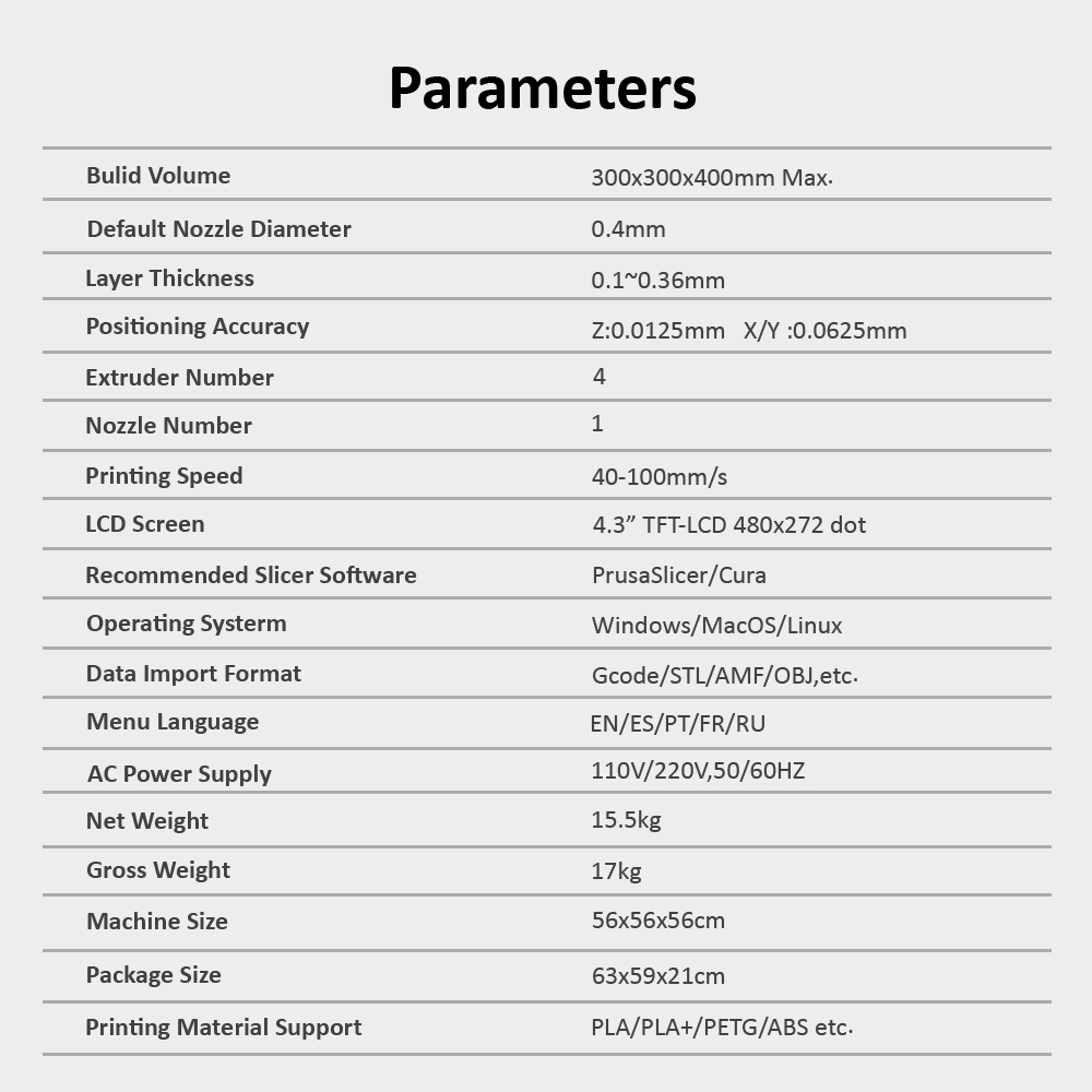 Zonestar Z9V5Pro-MK4 4 Extruders 3D Printer with 4*0.25kg Filament, 4 Colors, Auto Leveling, 32 Bit Control Board, Resume Printing, TFT-LCD, 300x300x400mm