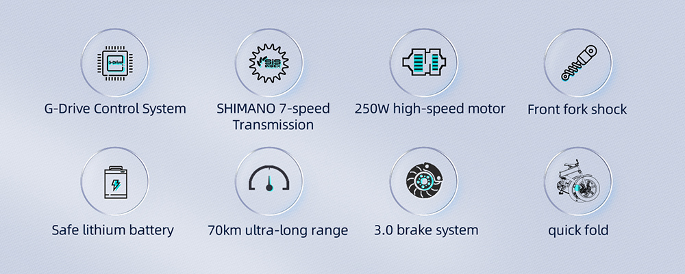 ADO A20F XE 250W Elektrobicykel skladací rám 7-rýchlostné prevody odnímateľné 10.Lítium-iónový akumulátor 4 AH E-bike - biely
