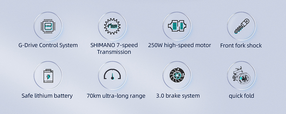 ADO A20F XE 250W Elektrobicykel skladací rám 7-rýchlostné prevody odnímateľné 10.4 AH lítium-iónová batéria elektrobicykel - šedý