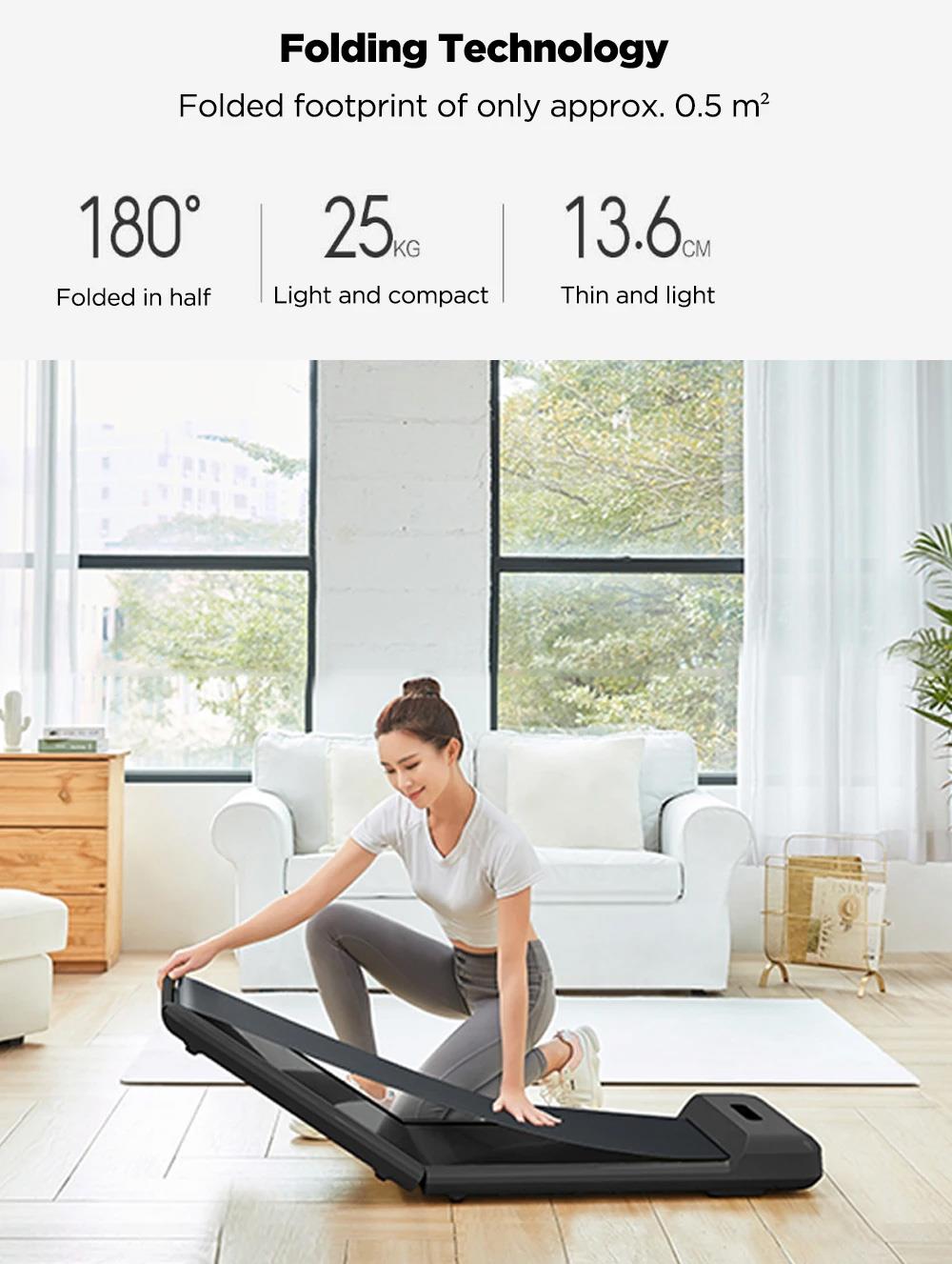 KingSmith WalkingPad C2 Smart Walking Machine 180-Degree Foldable Treadmill Electric Fitness Gym Equipment Intelligent Foot Speed Control 12 Gear Adjustable for Workout with Wireless Remote Control, LED Display Low Noise - Black