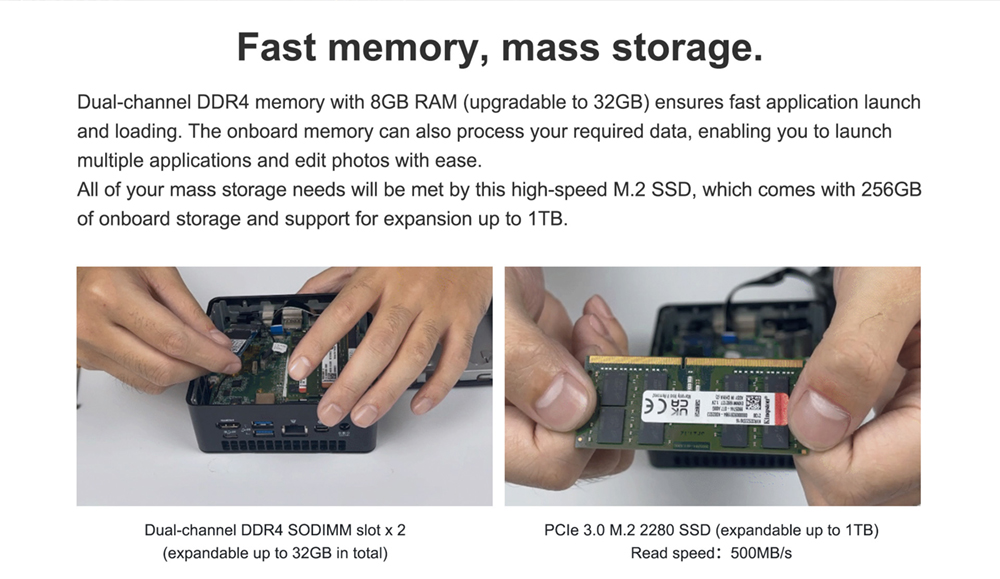 GEEKOM MiniAir 11 MiNi PC intel 11th Gen Celeron N5095 8GB RAM 256GB SSD WiFi 5 Gigabit LAN HDMI DP