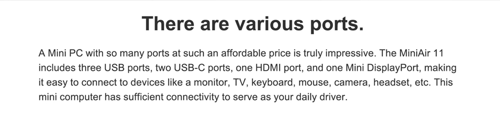 GEEKOM MiniAir 11 MiNi PC intel 11th Gen Celeron N5095 8GB RAM 256GB SSD WiFi 5 Gigabit LAN HDMI DP