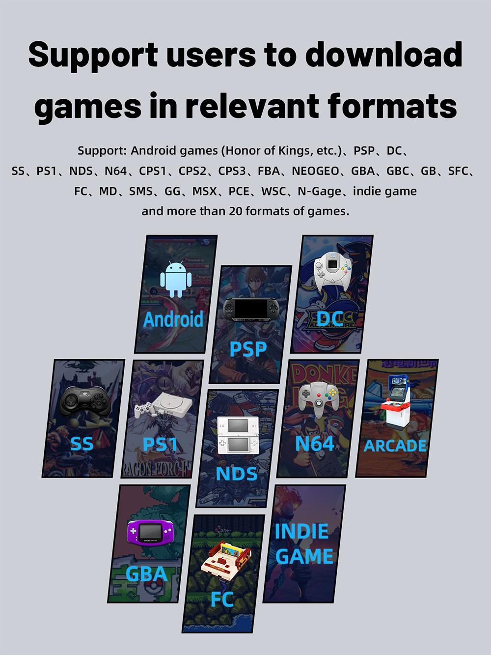 ANBERNIC RG353VS Portable Game Console Android 16GB Linux+128GB Game TF Card 3.5'' IPS Retro WiFi Bluetooth - Black Transparent