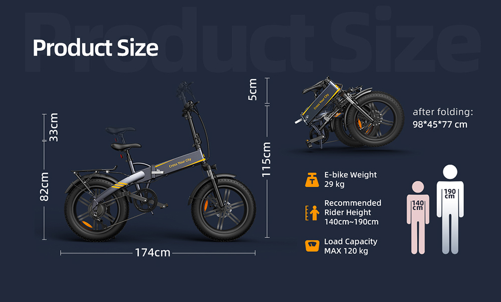 ADO A20F XE 250W Elektrický bicykel so skladacím rámom 7-rýchlostné prevody Odnímateľná lítium-iónová batéria 10,4 AH E-bike - čierna