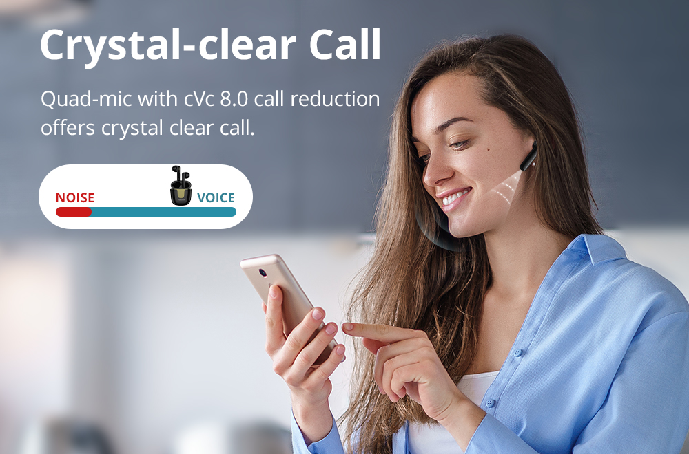 Tronsmart Onyx Ace Pro TWS Earbuds, Qualcomm QCC3040, Qualcomm aptX Adaptive, 27H Playtime, IPX5, One Key Recovery, Black