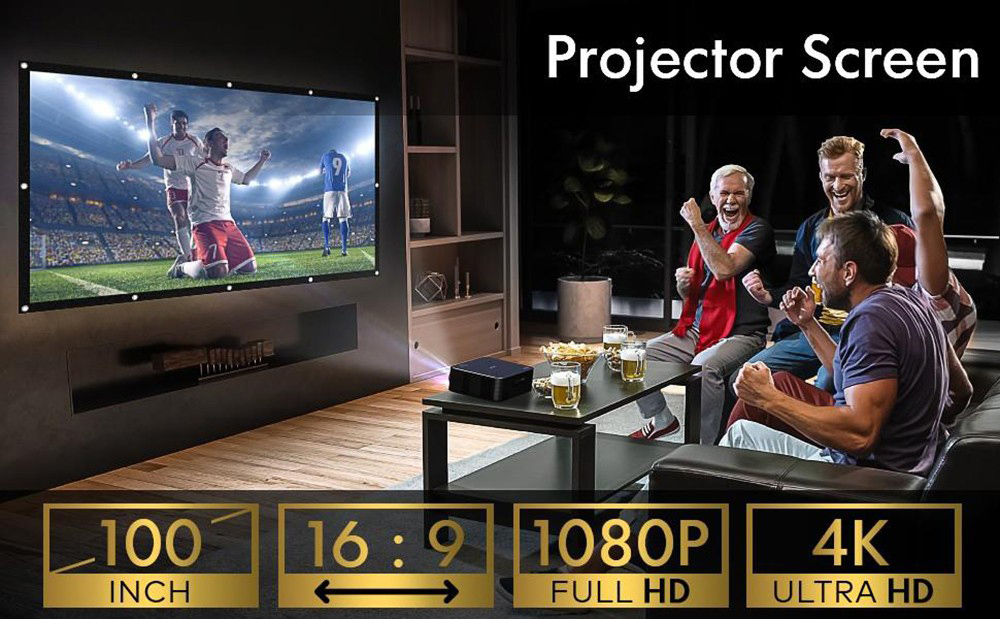 apeman 100 inch HD Portable Projector Screen,16:9 HD 4K Foldable Anti Crease Thick Projection Screen, 160 Degree Viewing