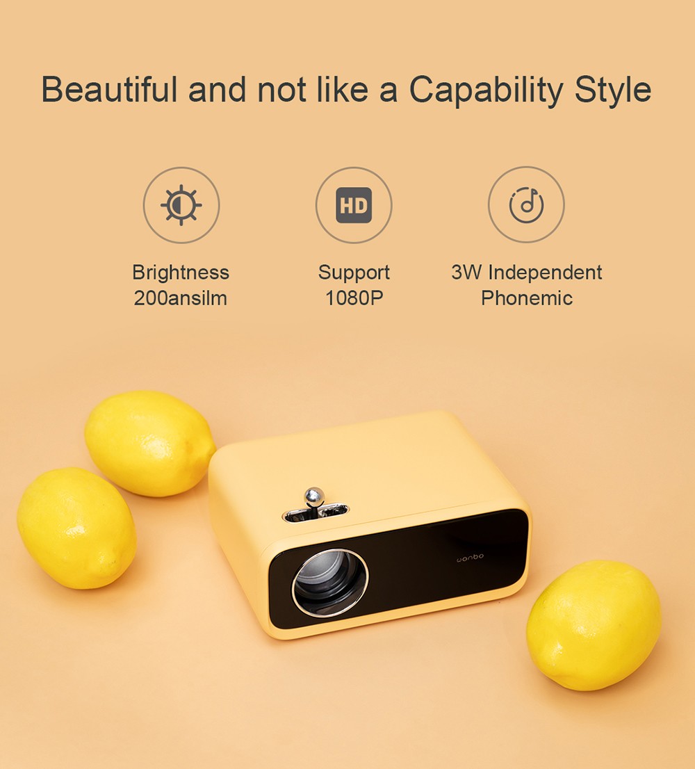 Wanbo XS01 Mini LED Projector Handheld Projection 200ANSI Lumens 1080P Support 120 Inch Screen Fresh Classic EU Plug
