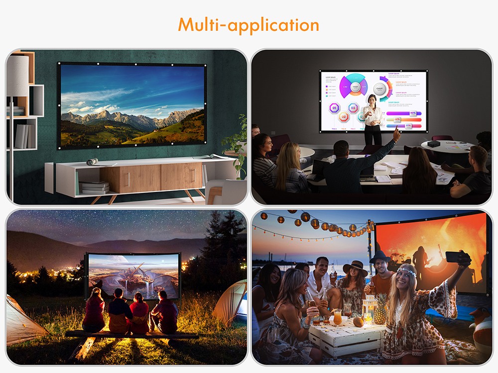 apeman 100 inch HD Portable Projector Screen,16:9 HD 4K Foldable Anti Crease Thick Projection Screen, 160 Degree Viewing