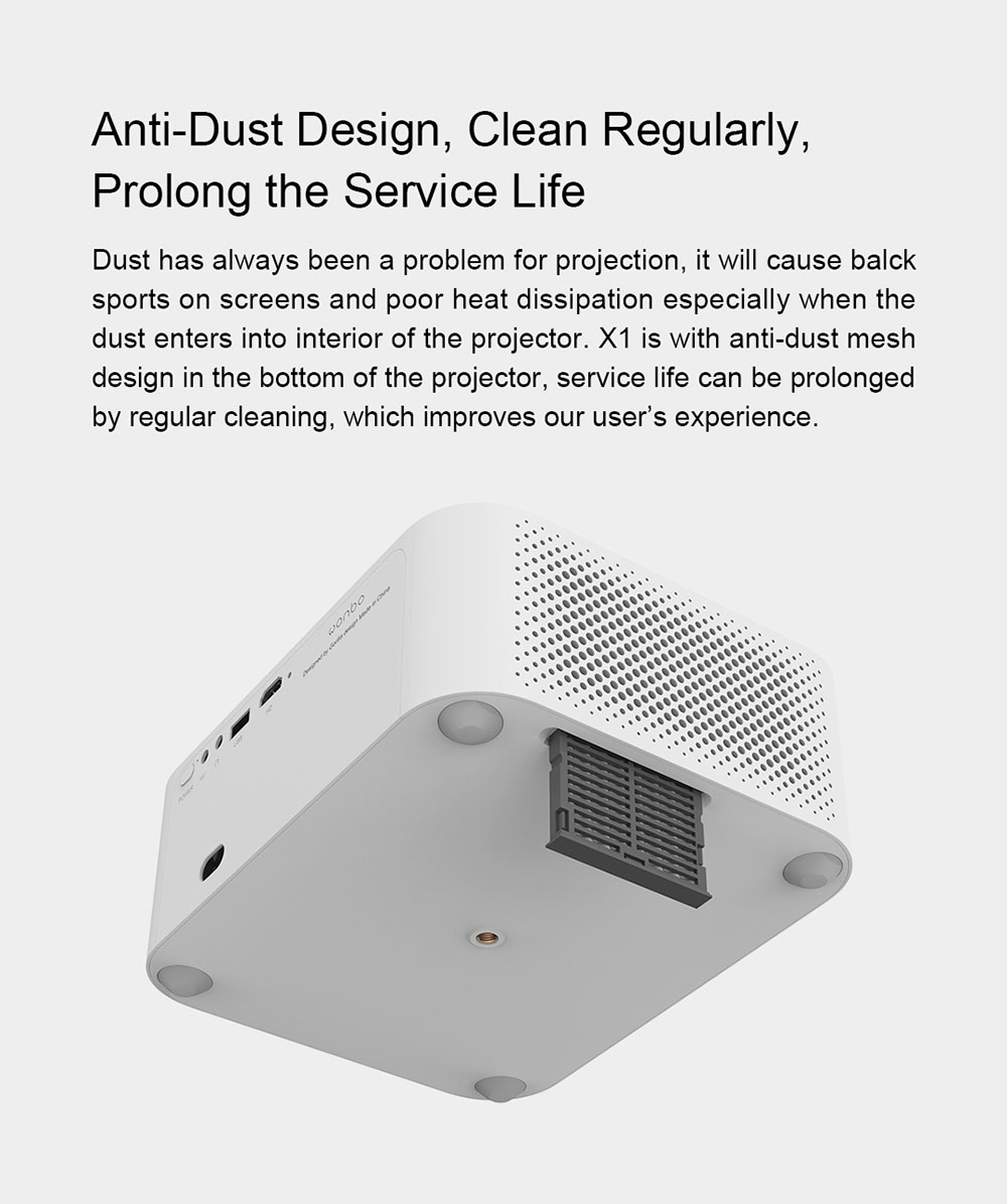 Wanbo X1 Mini Projector 720P HD HDR Smart Projector Keystone Correction for Home Office EU Plug - White
