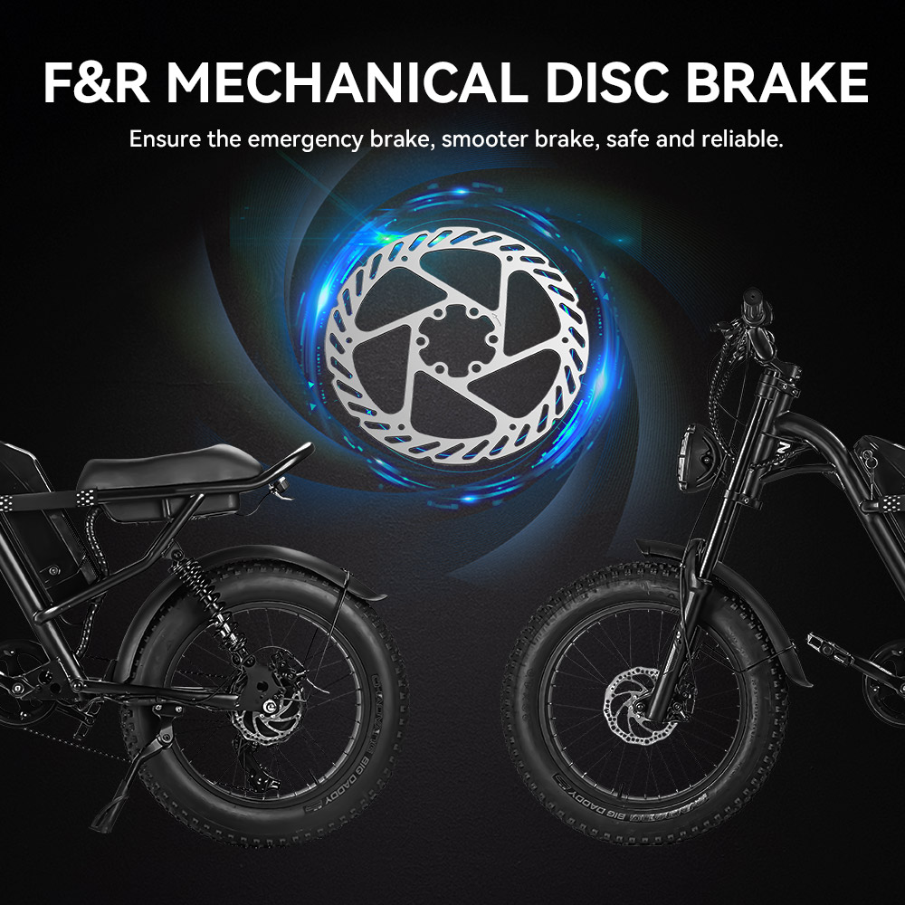 Z8 Electric Bike 20*4.0 Inch Fat Tire 48V 500W Motor 15Ah Battery 45km/h Max Speed 7-Speed Shimano Derailleur Front & Rear Mechanical Disc Brake