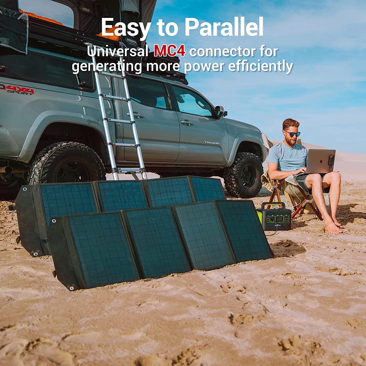 ROCKPALS SP003 100W Foldable Solar Panel for Solar Generator and USB Devices, 21.5%-23.5% Conversion Efficiency, Support Parallel, QC 3.0 Fast Charging, Compatible with Jackery/EF/Bluetti/Anker/Goal Zero Power Station, Portable Solar Panel Charger